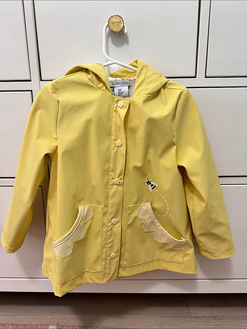 Girls Yellow Hooded Raincoat Size 4T Like New